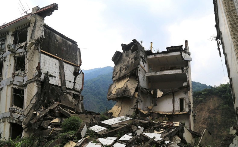 四川省绵阳市北川地震遗址，来源：视觉中国